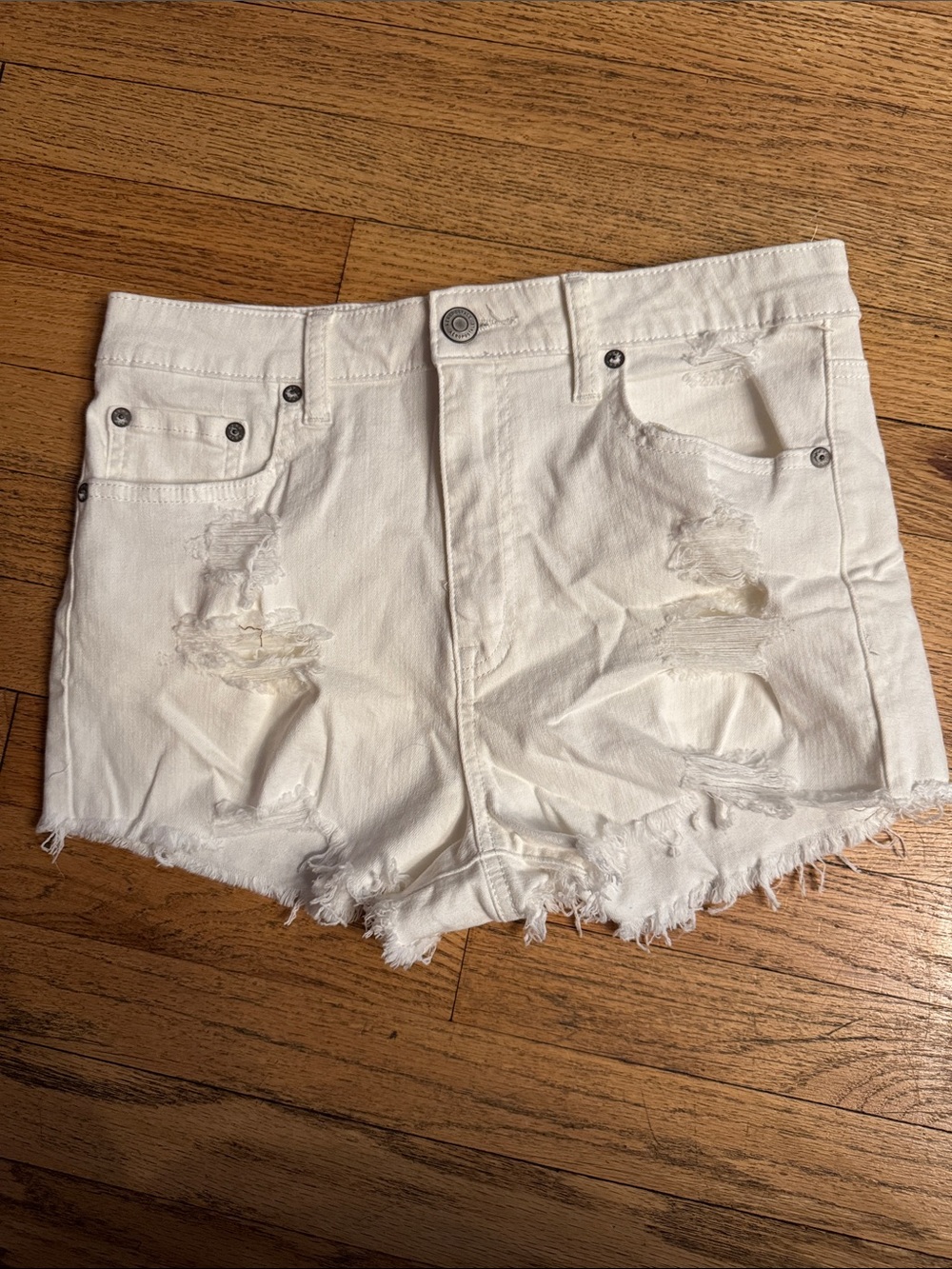 Aeropostale White Distressed Denim Shorts